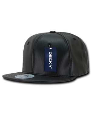 Decky 1103 - 6 Panel High Profile Structured Faux Leather Snapback Cap