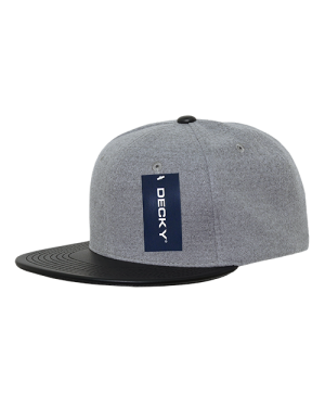 Decky 1115 - 6 Panel High Profile Structured Melton Vinyl Snapback Cap