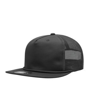 Decky 6041 - 5 Panel High Profile Relaxed Cotton Blend Trucker Cap w/Rope