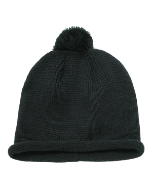 Decky 611A - Solid RollUp Beanie w/PomPom
