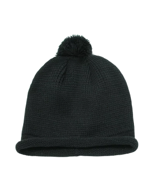 Decky 611A - Solid RollUp Beanie w/PomPom
