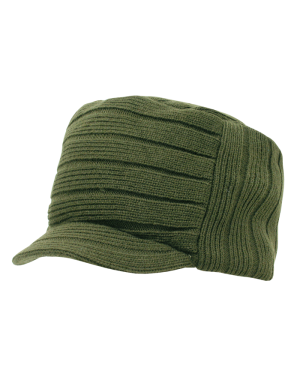 Decky 615 - Knitted Flat Top Beanie w/ Visor