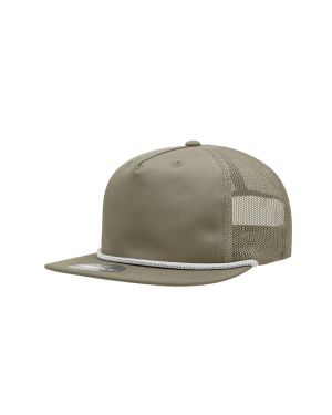 Decky 6041 - 5 Panel High Profile Relaxed Cotton Blend Trucker Cap w/Rope