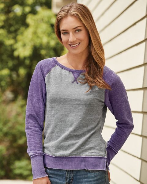 J. America 8927 - Women's Zen Fleece Raglan Crewneck Sweatshirt