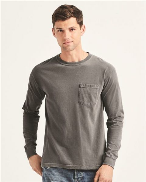 Comfort Colors 4410 - Garment Dyed Heavyweight Ringspun Long Sleeve Pocket T-Shirt