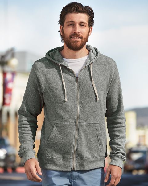 J. America 8872 - Triblend Hooded Full-Zip Sweatshirt