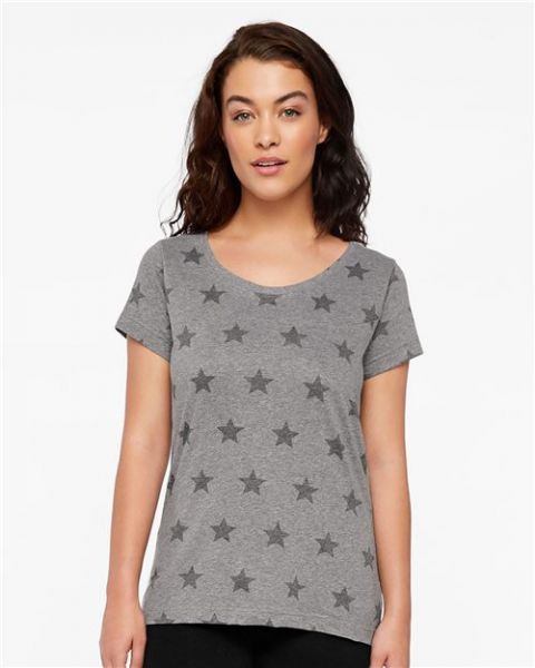 Code Five 3629 - Women's Star Print Scoop Neck T-Shirt
