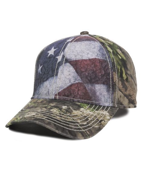 Outdoor Cap SUS100 - Camo with Flag Sublimated Front Panels Cap
