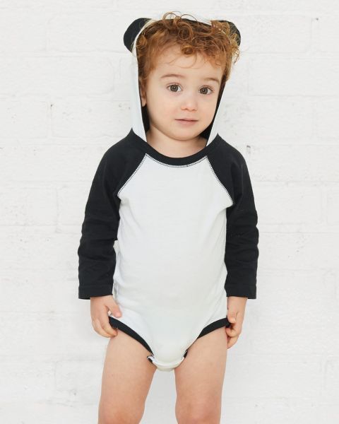 Rabbit Skins 4418 - Fine Jersey Infant Character Hooded Long Sleeve Bodysuit with Ears